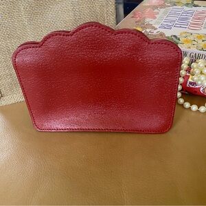 Furla- Deep Red Leather Women's Clutch/Makeup Pouch
